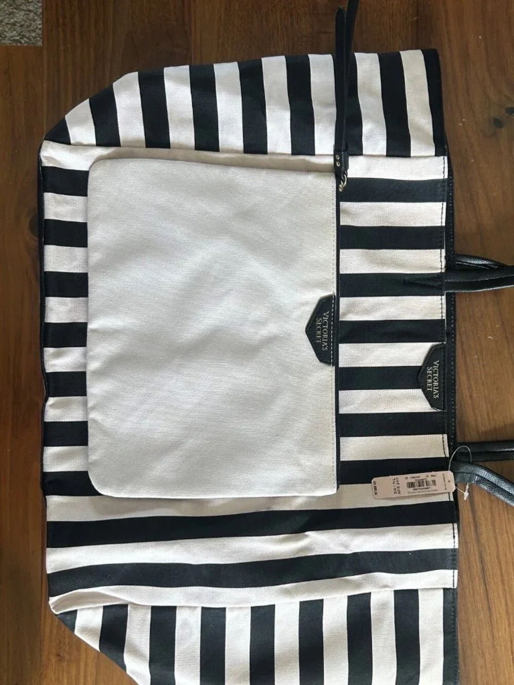 Victoria's Secret Striped Tote and Makeup Bag NWT